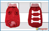 Dog sweater in red with white bone