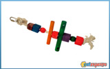 Cotton rope with wood bird toys 28cm